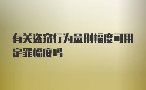 有关盗窃行为量刑幅度可用定罪幅度吗