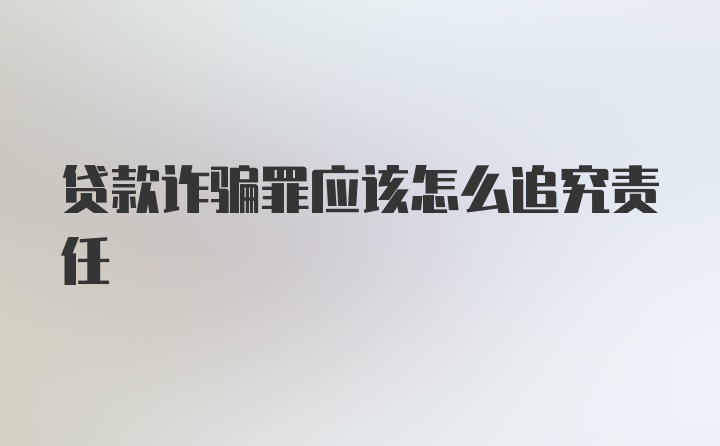 贷款诈骗罪应该怎么追究责任