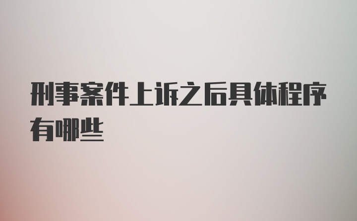 刑事案件上诉之后具体程序有哪些