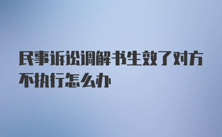 民事诉讼调解书生效了对方不执行怎么办