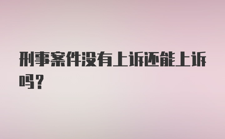 刑事案件没有上诉还能上诉吗？