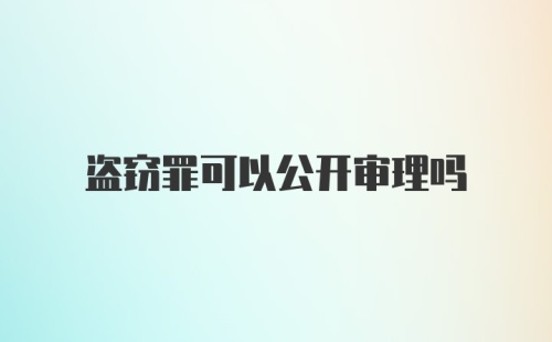 盗窃罪可以公开审理吗