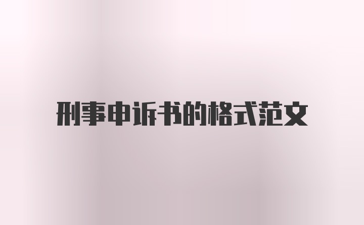 刑事申诉书的格式范文