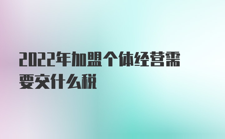 2022年加盟个体经营需要交什么税