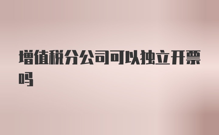 增值税分公司可以独立开票吗