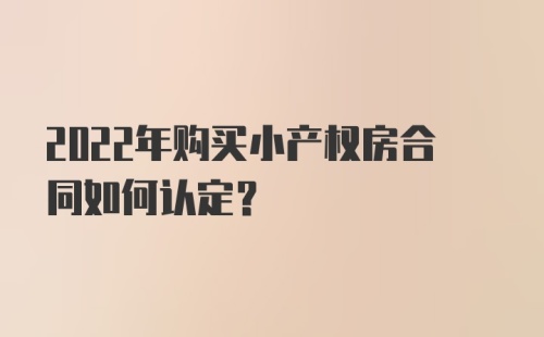 2022年购买小产权房合同如何认定？