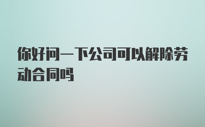 你好问一下公司可以解除劳动合同吗