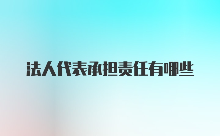 法人代表承担责任有哪些