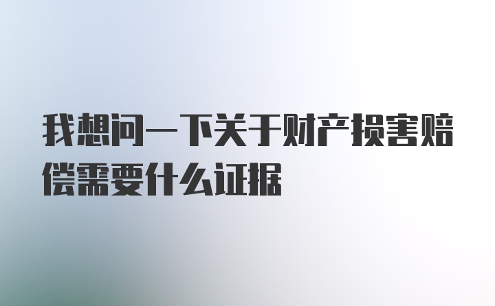 我想问一下关于财产损害赔偿需要什么证据