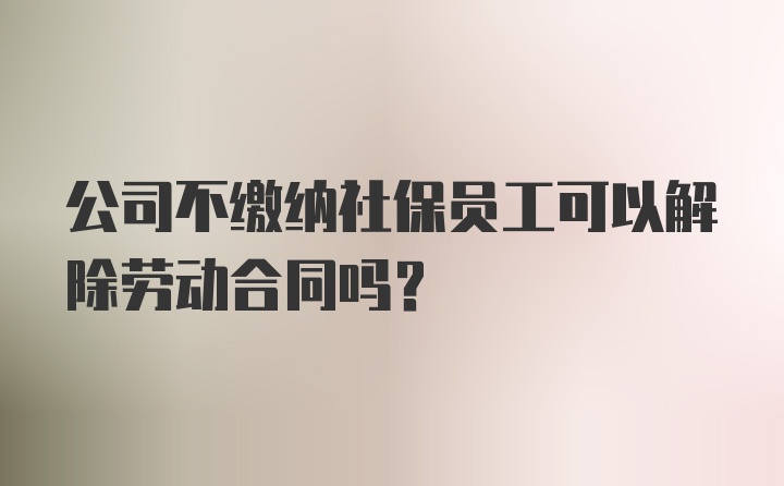 公司不缴纳社保员工可以解除劳动合同吗?