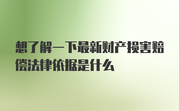 想了解一下最新财产损害赔偿法律依据是什么