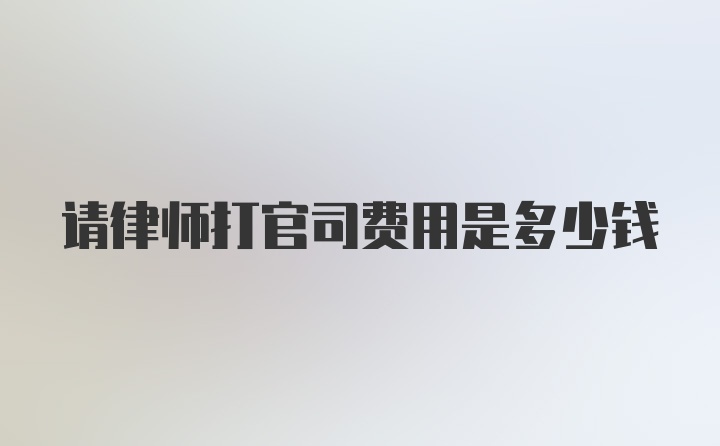 请律师打官司费用是多少钱