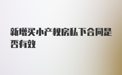 新增买小产权房私下合同是否有效