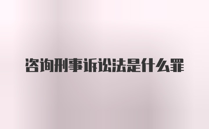 咨询刑事诉讼法是什么罪