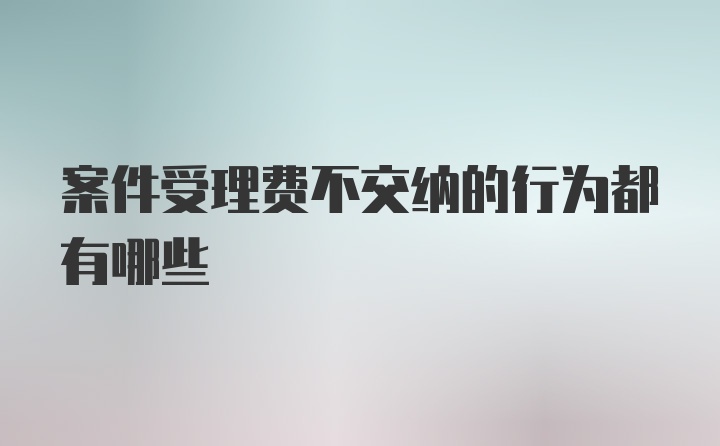 案件受理费不交纳的行为都有哪些