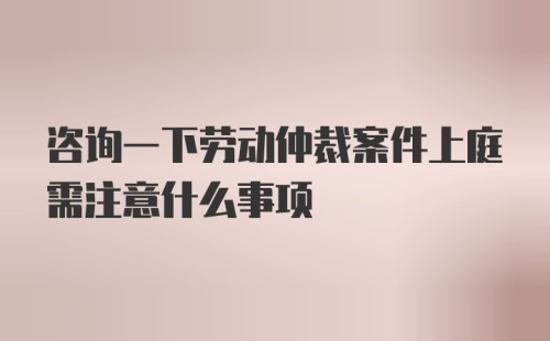 咨询一下劳动仲裁案件上庭需注意什么事项