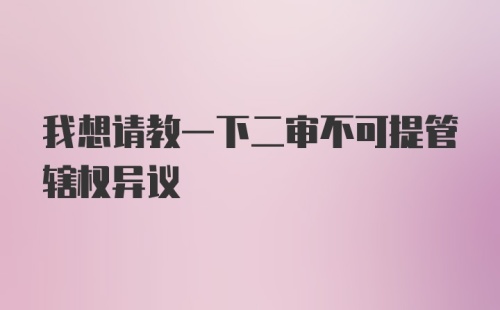 我想请教一下二审不可提管辖权异议