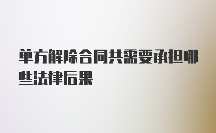 单方解除合同共需要承担哪些法律后果