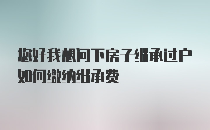 您好我想问下房子继承过户如何缴纳继承费