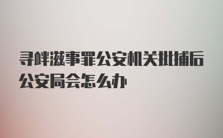 寻衅滋事罪公安机关批捕后公安局会怎么办