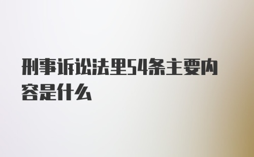 刑事诉讼法里54条主要内容是什么