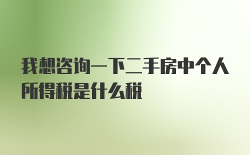 我想咨询一下二手房中个人所得税是什么税