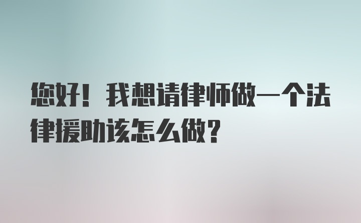 您好！我想请律师做一个法律援助该怎么做？