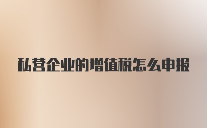 私营企业的增值税怎么申报