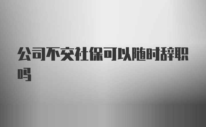 公司不交社保可以随时辞职吗