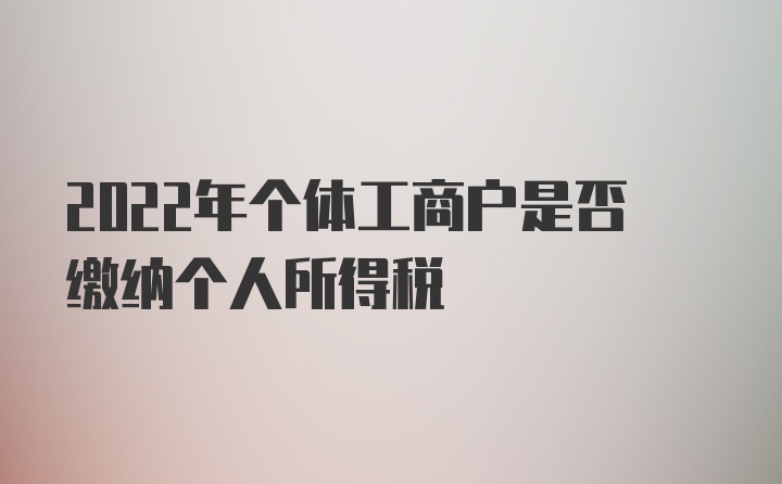 2022年个体工商户是否缴纳个人所得税