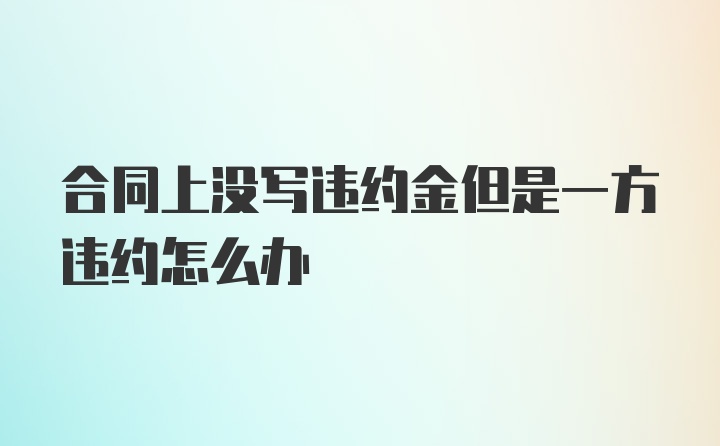 合同上没写违约金但是一方违约怎么办