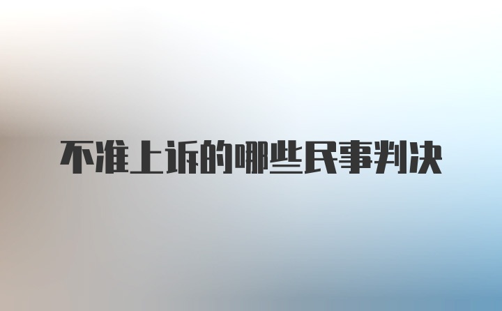 不准上诉的哪些民事判决