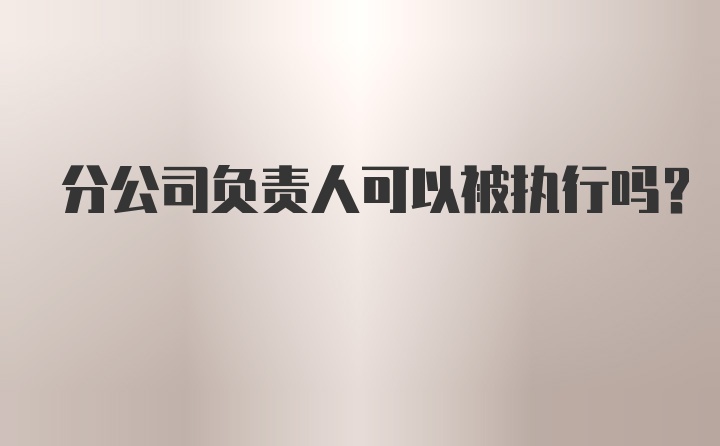 分公司负责人可以被执行吗？