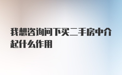 我想咨询问下买二手房中介起什么作用