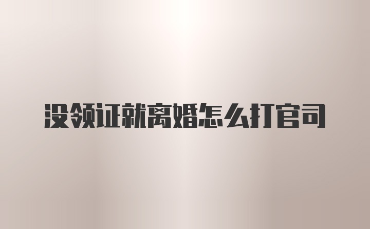 没领证就离婚怎么打官司