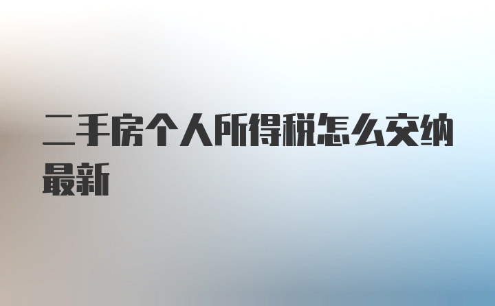 二手房个人所得税怎么交纳最新