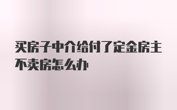 买房子中介给付了定金房主不卖房怎么办