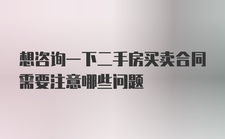 想咨询一下二手房买卖合同需要注意哪些问题