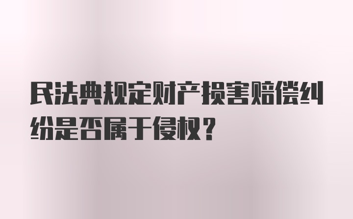 民法典规定财产损害赔偿纠纷是否属于侵权?