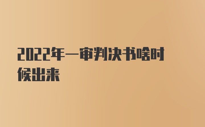 2022年一审判决书啥时候出来