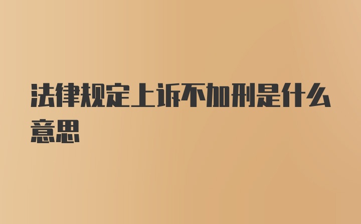 法律规定上诉不加刑是什么意思