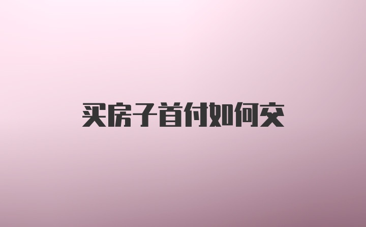 买房子首付如何交