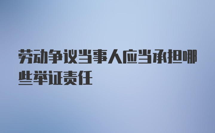 劳动争议当事人应当承担哪些举证责任