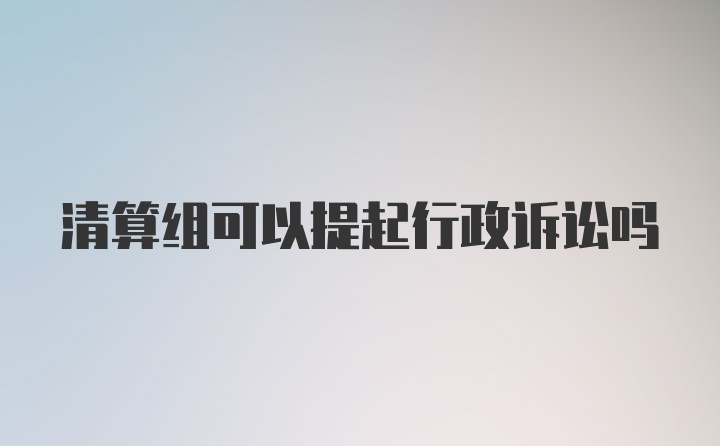 清算组可以提起行政诉讼吗