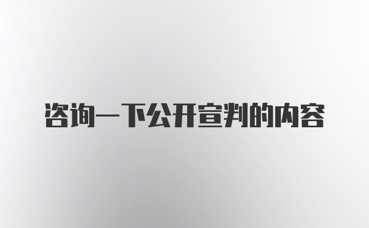 咨询一下公开宣判的内容