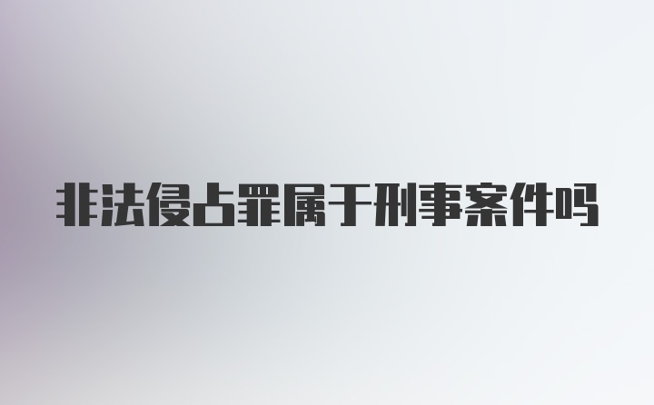 非法侵占罪属于刑事案件吗