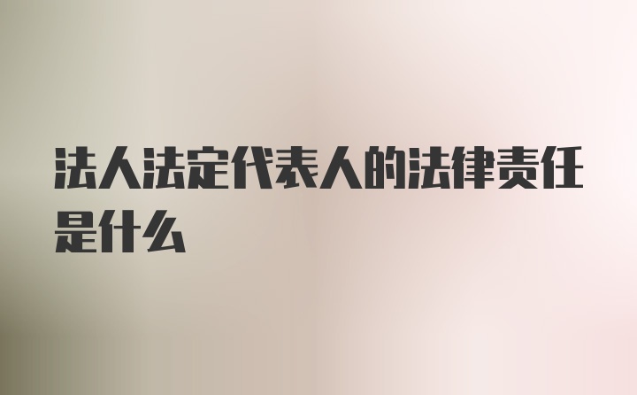 法人法定代表人的法律责任是什么