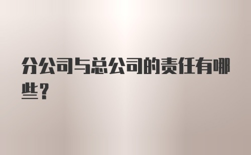 分公司与总公司的责任有哪些？