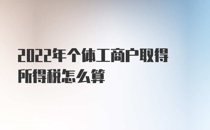 2022年个体工商户取得所得税怎么算