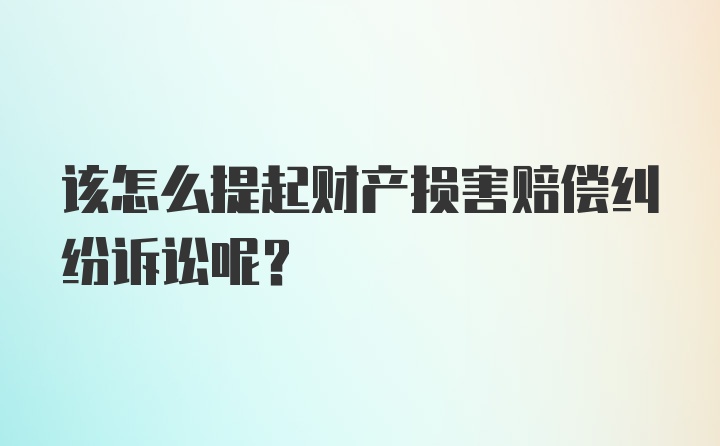 该怎么提起财产损害赔偿纠纷诉讼呢？